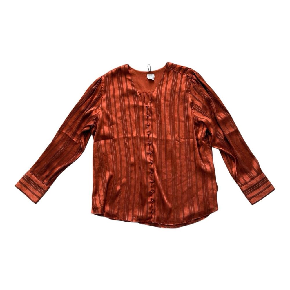 Chicos Women Button Up Terracota Blouse size 16 (Chicos Size 3)